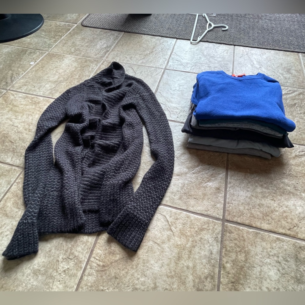Black/Grey Knit Cardigan and neutral sweaters lot